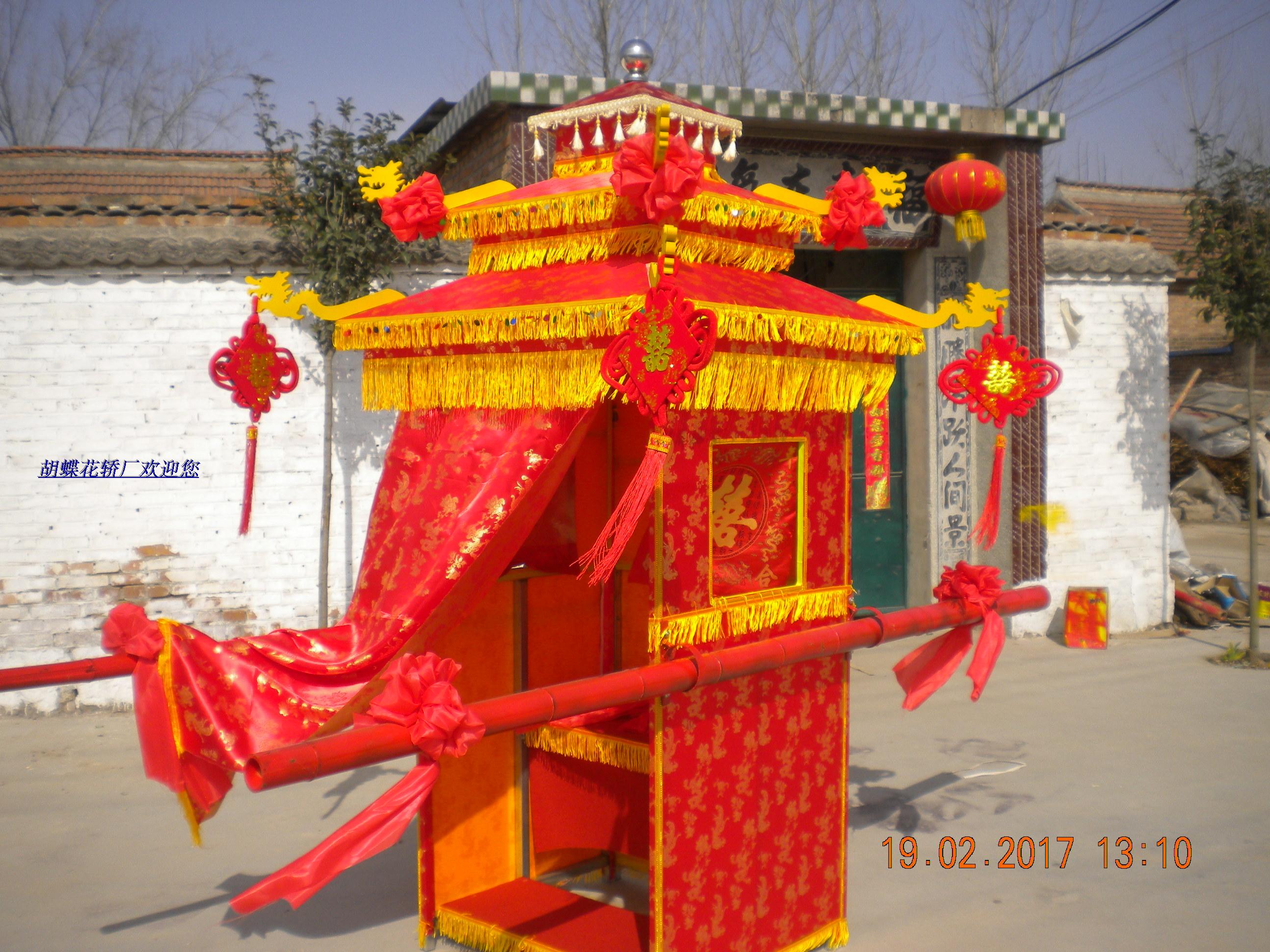 婚庆道具大花轿八抬中式婚礼龙头轿子三层顶喜轿婚轿蝴蝶花轿直销