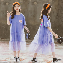 Children Summer skirts One meter 23 45 Six girls Short sleeves Dress Loose slim ten-year-old Dress princess dress