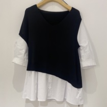 MRER Mo Yi 2020 autumn new irregular stitching round neck mid-sleeve sweater R0C52261 original 539