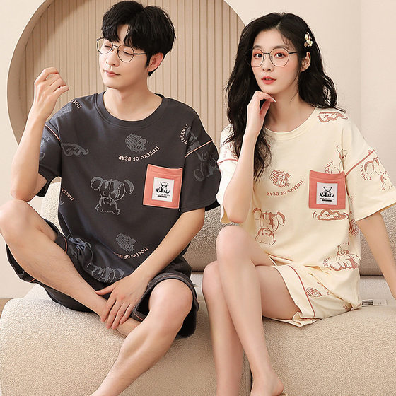 부부의 잠옷 여름 면화 단락 얇은 큰 크기의 큰 크기 한국 스타일 귀여운 여름 남자 집 옷 여성을위한 부부의 잠옷 여름 면화 단락 얇은 큰 크기의 큰 크기 한국 스타일 귀여운 여름 남자 집 옷 여성을위한