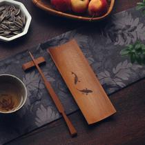 Three pieces of tea-made tea with bamboo tea tract tea with Japanese-style kung fu tea set six-gun spare parts