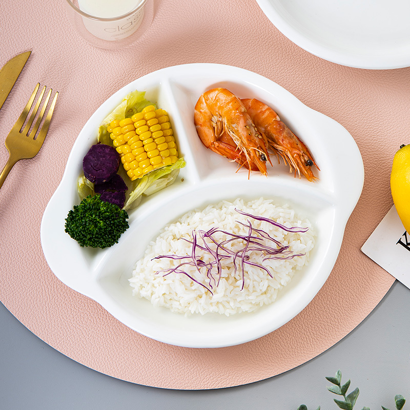 Healthy ipads porcelain frame plate one breakfast food household ceramics tableware children white plate three separate plates