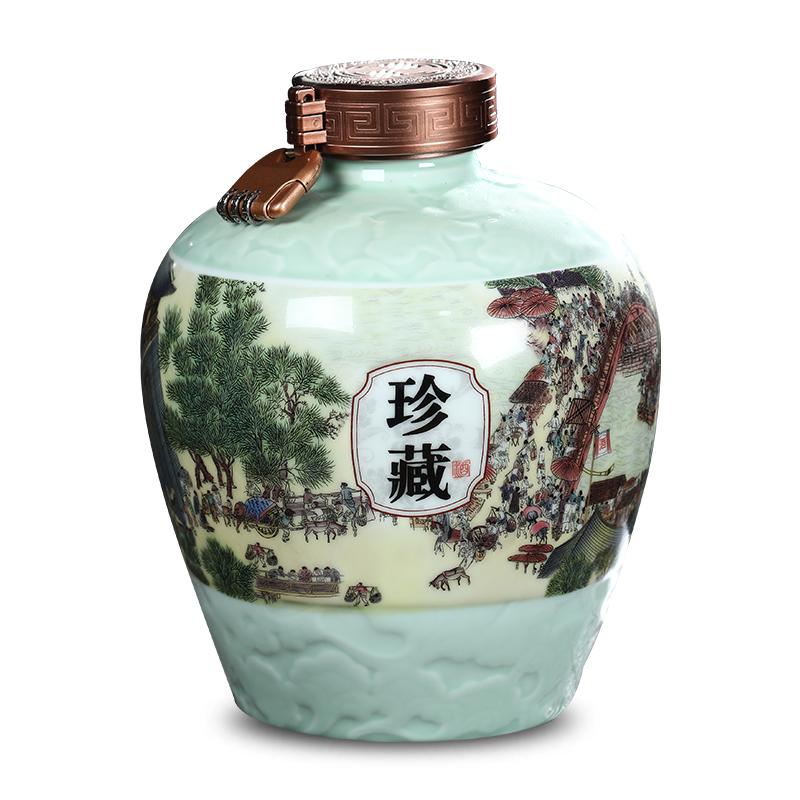 Jingdezhen ceramic jar ten catties home seal hip wine bottle is empty bottles of vintage wine bottle custom 5 jins