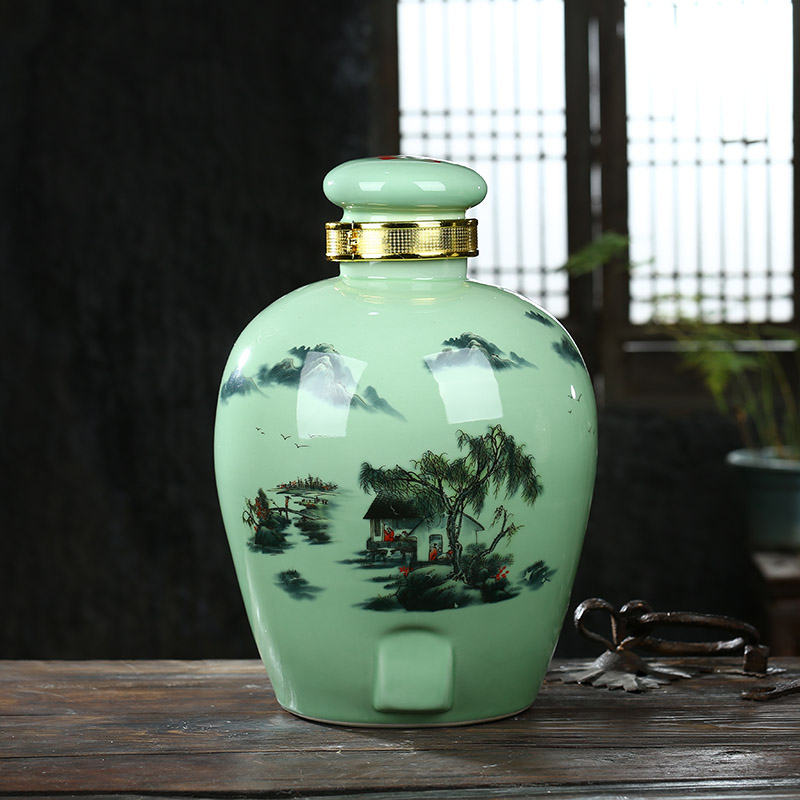 Jingdezhen ceramic jar 10 jins jars with leading 20 jins wine - making it household hip it 30 kg