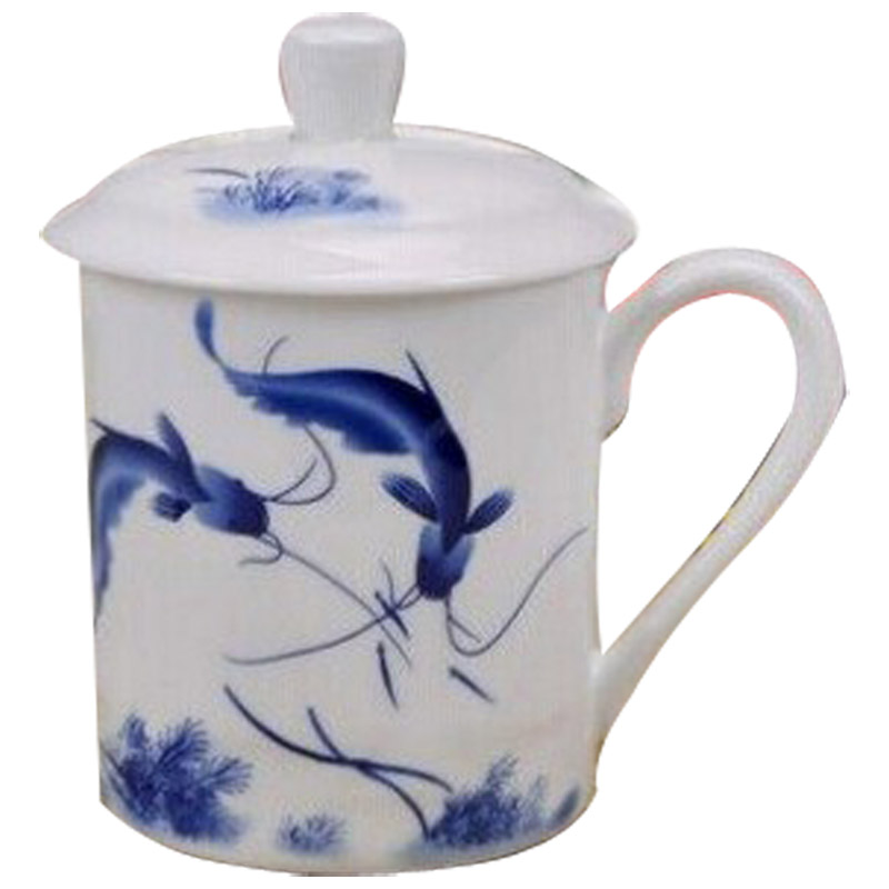 Jingdezhen ceramic cups ipads porcelain cup with cover office cup household individual cups cup 500 ml water