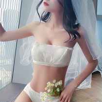 Japan Sexy Half Cup Without Shoulder Strap Underwear womens small breasts gathered without steel ring anti-walking light sling Breasted Bra Suit