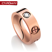 Kalome Accessories love Titanium Rose Gold Screw Rings Unisex European and American Trend Plated 18k Gold Couple Rings