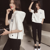 Casual Sports Suit Womens Summer 2022 New Fashion Ocean Gas Minus-Age Fried Street Jersey Running Two Sets Eben