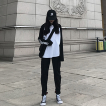 Casual Sports Suit Women Spring Autumn 2021 new Korean version Fashion relaxation handsome Hip Hop Workwear Pants Two Sets Tide