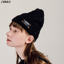 SHARK Sa carved hemp pattern wool hat casual Joker men and women Autumn Winter knitted hat warm student original