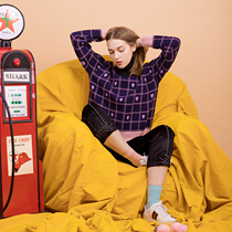 Turtleneck sweater women loose SHARK Sa carved retro check two-color versatile base pullover knitwear women winter