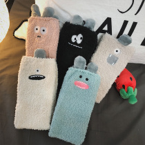 Monster sleep socks women cute winter socks warm socks cartoon home soft coral velvet floor socks