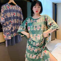 A lot of Bear short sleeves Sleeping Skirt women Summer pure cotton short sleeves Loose Big Code Mens Sleepwear Couples Home Suits Suit