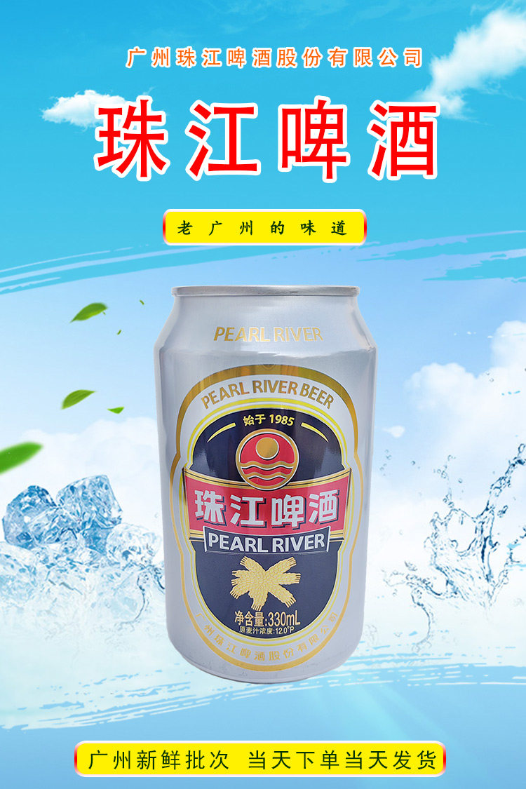 纯正广州味 珠江啤酒12度330ml×6罐广州珠江啤酒总厂老珠江啤酒