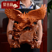 Gathering Fate Great Expansion Hongtu Eagle Ornament Wood Carving Great Peng Expanding Wings Company Opening Gift Office Desk Ornament Wealth Promotion