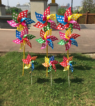 21cm six-leaf polka dot windmill wedding advertising stage decoration Garden scenic spot waterproof sunscreen plug-in windmill festival layout