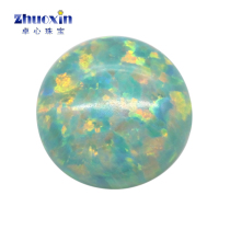 Round Green Ensemble Man Made Auberite OPAL Egg Noodle Flat Bottom Vegetarian Face Colorful Opper Australian Nude Stone OP03