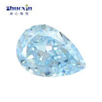 Ice Blue Ice Blossom Cut Pear Shaped Zircon Bare Stone Drop Shaped Light Sea Blue Synthetic CZ Crushed Ice Cut High Carbon Drill Main Stone