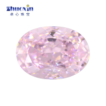 Ice Blossom Cut Light Pink Egg-Shaped Zircon Naked Stone Oval Light Pink Synthetic CZ Crushed Ice Cut High Carbon Drill