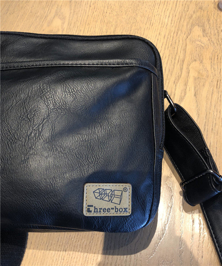 包包 男士包袋 threebox休闲男包轻奢复古单肩包时尚邮差包皮斜跨背包