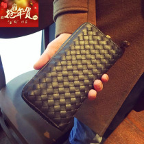 2022 new knitted mens long purse retro casual multifunction hand grab bag Han version mobile phone bag mens bag