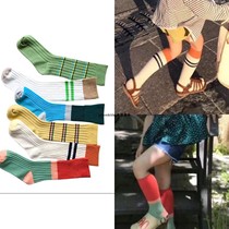 2019 autumn new children's socks baby two-needle two-way color matching socks color stripes combed cotton tide socks