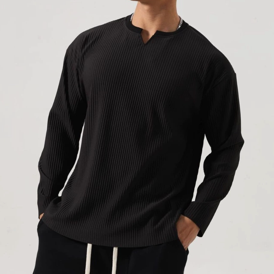 American V-neck pleated long-sleeved men's T-shirt loose fitness clothes sports drooping heavy new training versatile
American V-neck pleated long-sleeved men's T-shirt loose fitness clothes sports drooping heavy new training versatile