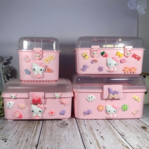 Childrens Kitty cartoon medicine box Cute family multi-layer first aid box Plastic medicine box portable storage box