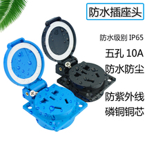 Multi-function socket New national standard five-hole two-three plug 10A 220v black blue embedded power socket head