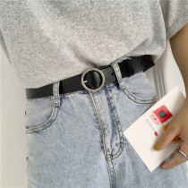 Cowhide soft leather belt chic leather belt chic leather simple Joker black with jeans Korean men