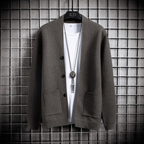 Knitted shirt men and spring and autumn new mens loose casual and casual sweater coat thin sweater
