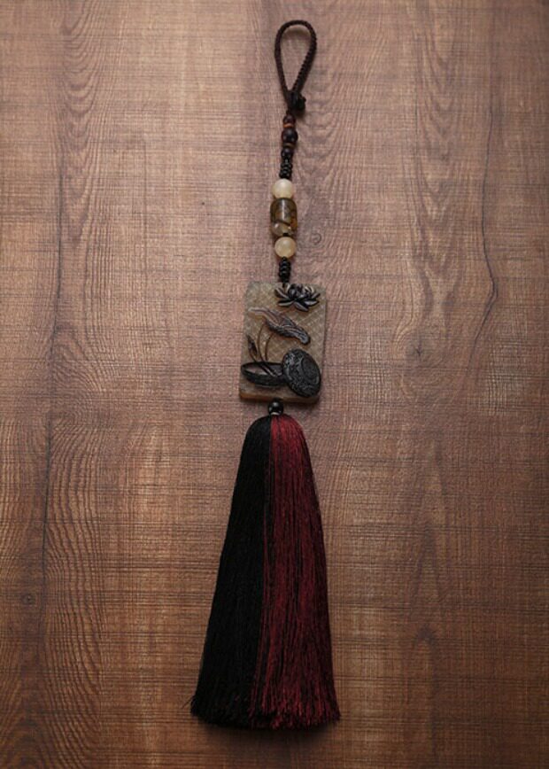 包邮 高档手工汽车挂件羊角牌流苏挂饰保平安符后视镜车载内饰品