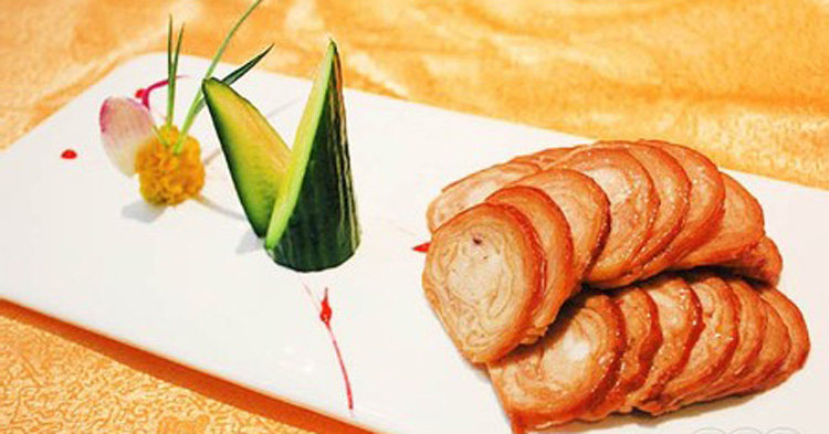 海鲜鲍鱼卷鸭皮卷250g酒店特色冷盘半成品私房菜 冷冻食品批发