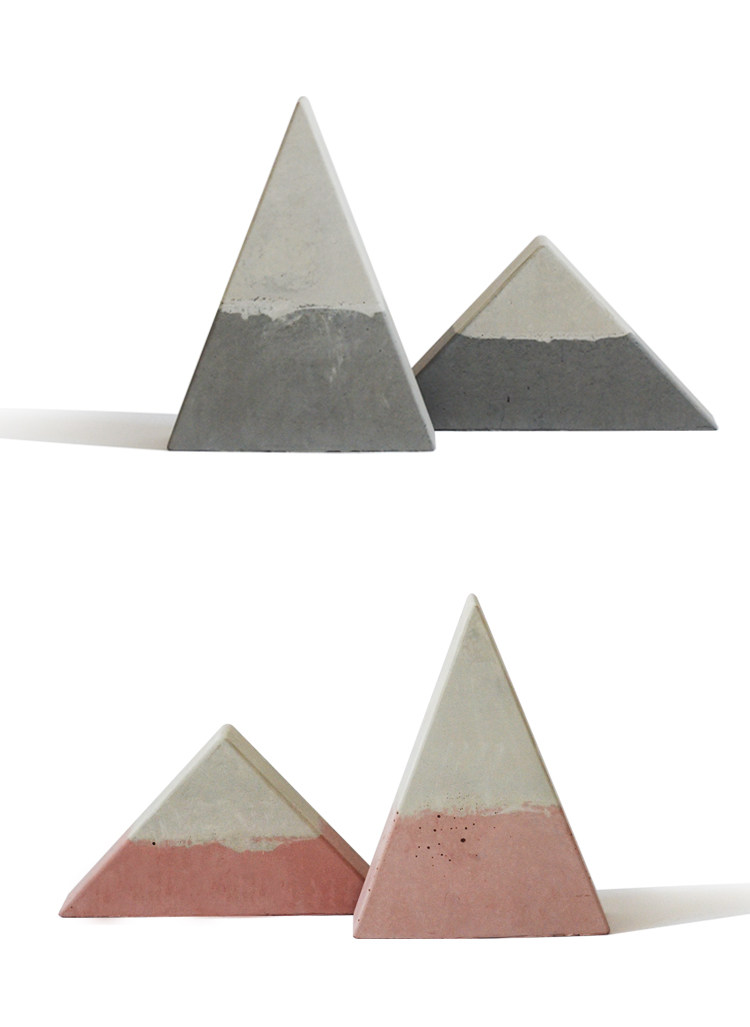 一加一|混凝土三角形水泥雪山摆件灰色粉红色北欧富士山家居