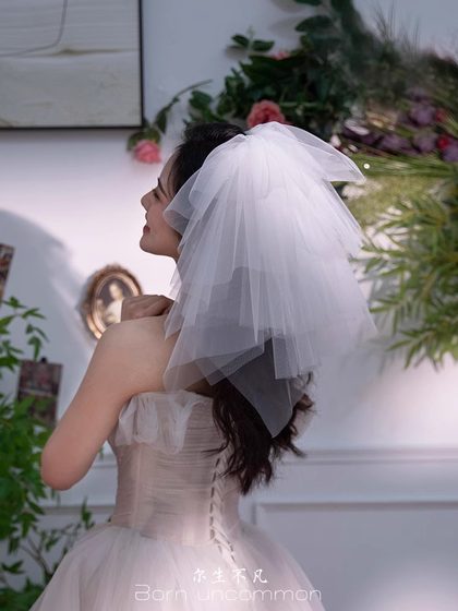 신부 웨딩 짧은 다층 푸피 베일, 결혼 증명서 등록, 제안 여행 사진, 어린이 보편적 작은 베일 수집 신부 웨딩 짧은 다층 푸피 베일, 결혼 증명서 등록, 제안 여행 사진, 어린이 보편적 작은 베일 수집