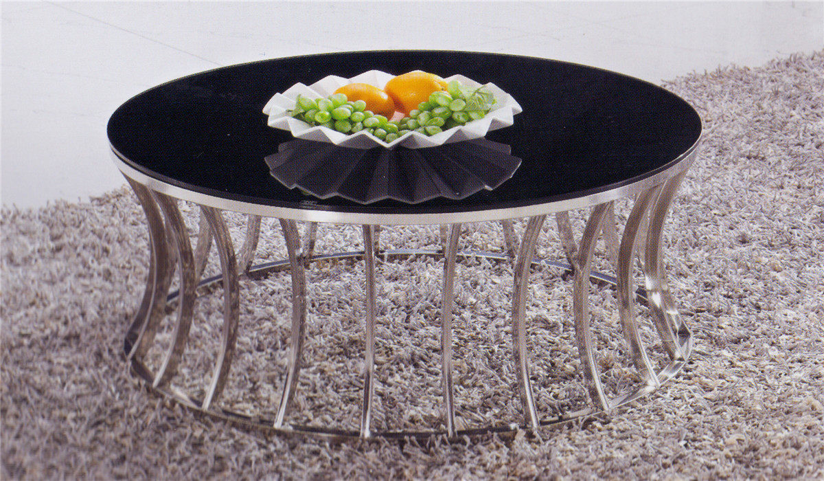 包邮不锈钢圆形茶几办公室茶桌电视柜组合茶几特价简易玻璃茶几