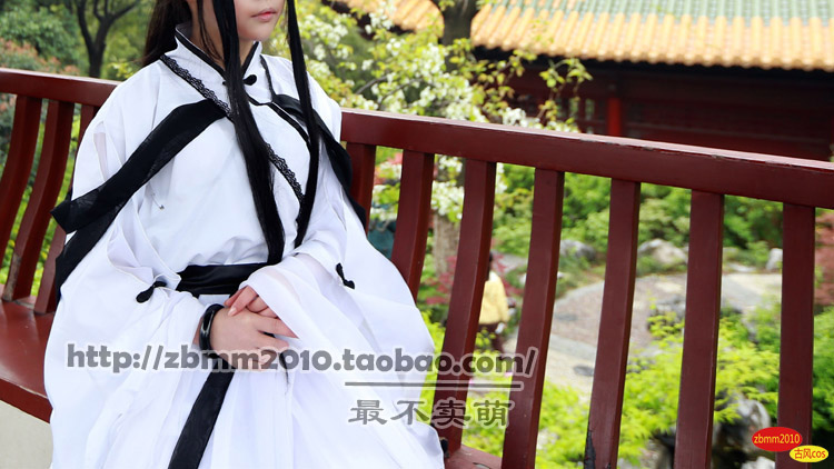 华胥引卿酒酒cos服黑白女浅水渐变轻水君拂白古装袖舞衣祼美女图片无遮掩图片