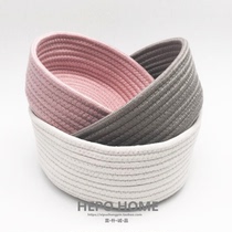 Nordic thick cotton thread storage basket desktop debris finishing basket cosmetics snack fabric storage box small storage basket