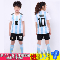 Argentina Childrens Soccer Suit Set No. 10 Messi Parent-Child Activity Games Appearance Custom Team Uniform Soccer Jersey