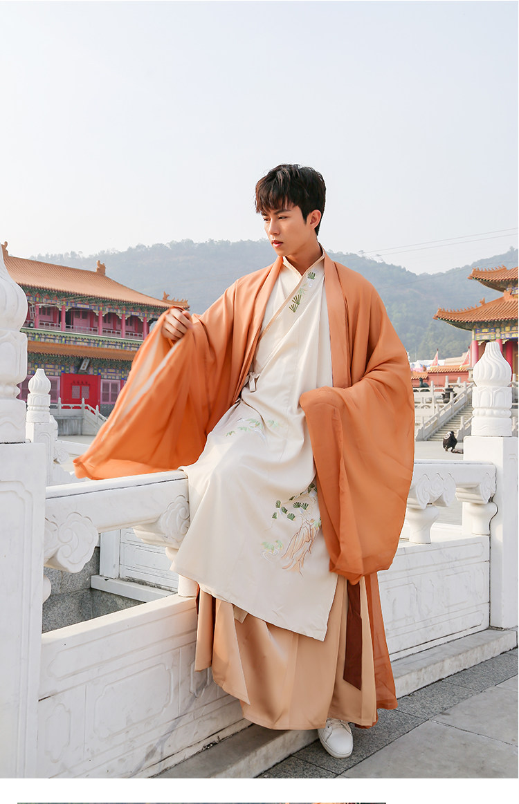 5836唐风汉服男款情侣款中国风长褙子大袖外套交领长衫衣古风套装