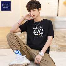 TEEK Summer Pure Cotton T - shirt Men Short Sleeves Original Graffiti Print Fashion Tide Teen Half Sleeve Clothes