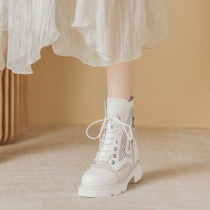 Summer Martin boots female section 2022 mesh surface thin air breathable short boot hollowed mesh yarn boots heightening casual cool boots