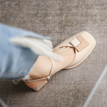 Mary Jean Baotou sandals women 2022 Summer metal buckle coarse heels with single shoes Gentle Fairy Wind accessories Heel Shoes