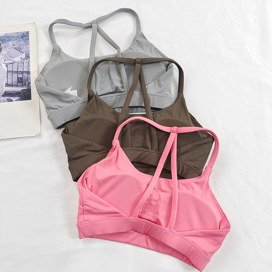 Minimalist nakedness INS sports underwear thin shoulder strap beautiful back female breathable gathered yoga vest fitness bras bra Minimalist nakedness INS sports underwear thin shoulder strap beautiful back female breathable gathered yoga vest fitness bras bra