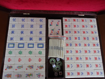 Wooden box hardcover fine carved whole cow bone large Mahjong tiles High-end Mahjong household gift art Mahjong tiles