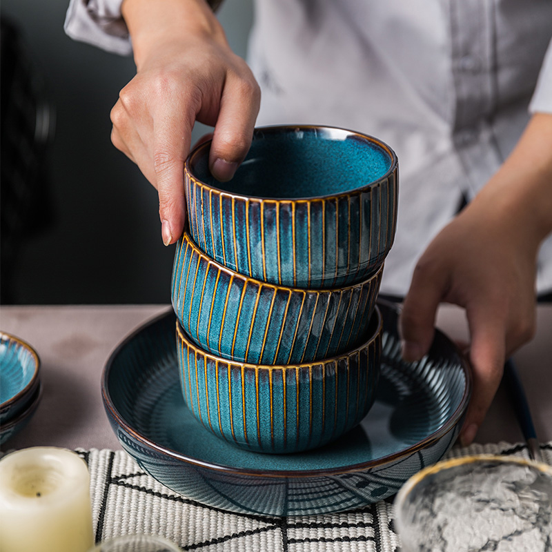 Lototo Japanese ceramic rice bowl rainbow such use household salad bowl of soup bowl mercifully rainbow such as bowl gradients creative breakfast dishes