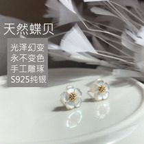 Customized new small fresh three-dimensional flower earrings female shell 925 sterling silver earrings Korean simple temperament sweet