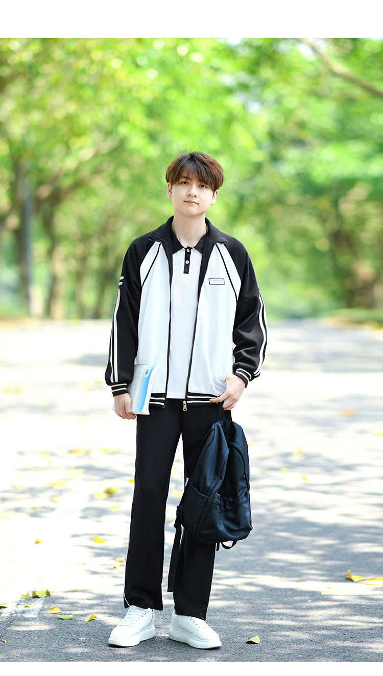 秋季中学生校服套装三件套学院风初中生高中运动班服拼接长袖外套