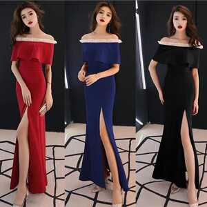 new thin wedding long one shoulder back door Thank dinner dress