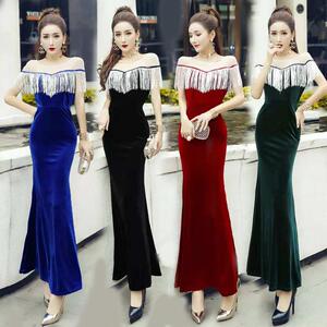 dresses evening dresses new tassels shoulder length dresses  